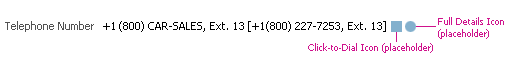 Example of single line/single telephone field layout in US (read-only state)