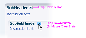 Two Images of Context Switcher in Header Region (One Showing Select Choice List) 