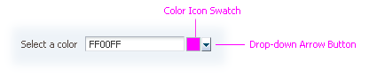 The Color Text Field showing the color swatch icon and the drop-down arrow button.