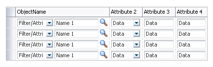 a table with many filters and LOV fields