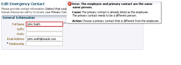 A component error message in a note window