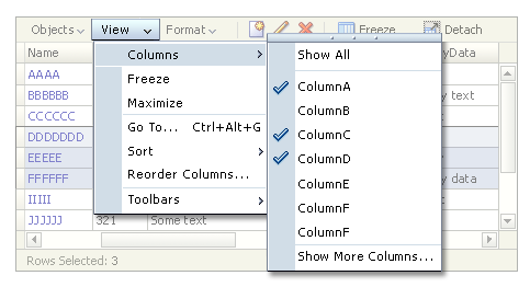 View: Columns Submenu - With More than 10 Columns